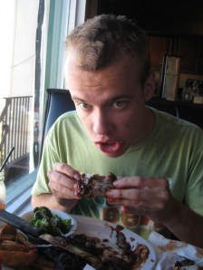 Eating Ribs Ribs at the Haunted Hamburger