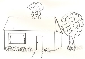 Small cloud raining on one spot on a house