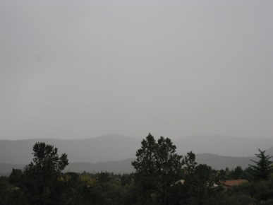 Faint hills in the background