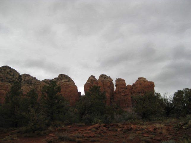 Cloudy Sky and Red Rocks