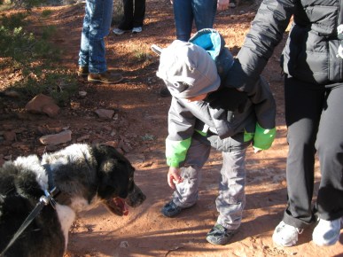 Bongo and the boy with the raccoon hat playing