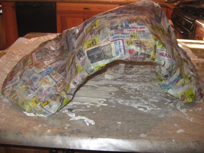 Partially completed paper mache empty tomb