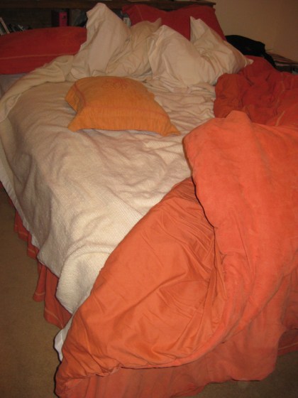 An unmade bed
