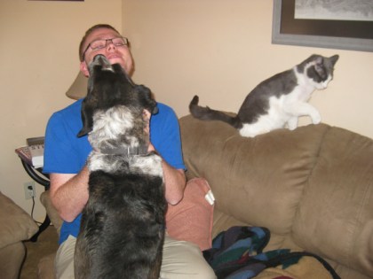 Bongo licking someone's face