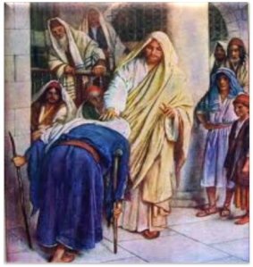Jesus healing the crippled woman