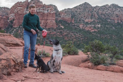 Bongo, Pablo, and Pablo's person on Bell Rock