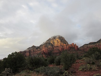 Thunder Mountain with a spot lit up