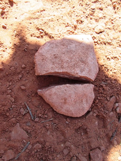 Red rock cracked in two