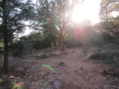 Small rainbow near the rock piles