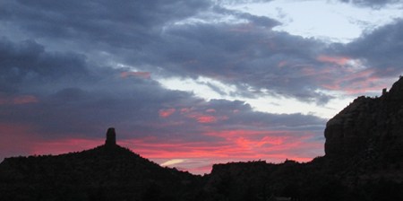 Sunset behind Chimney Rock